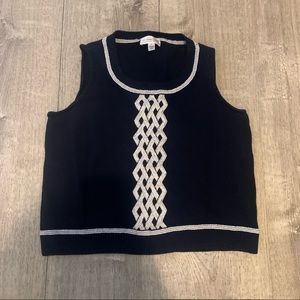 St. John Sport Preppy Navy Blue & White Sweater Vest